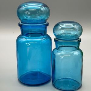 Vintage Apothecary Domed Lid Storage Jars Set of 2 Made in Belgium MCM